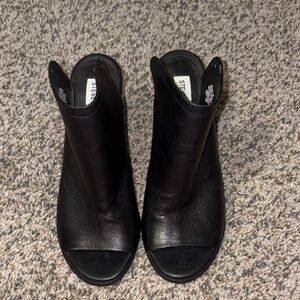 Steve Madden Black Peep-Toe Ankle Boots